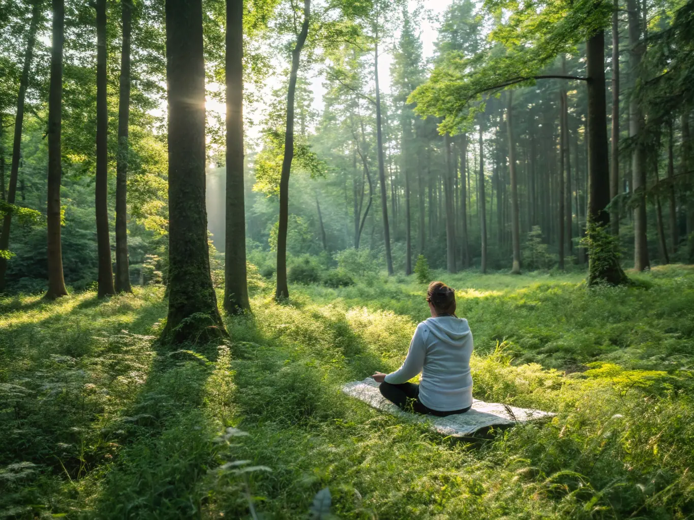 An image of a person meditating outdoors, symbolizing calm and focus, representing mental well-being and resilience.